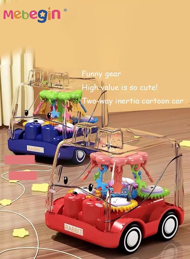 4Pcs Pull Back Gear Toys, Transparent Toy Car with Visible Colored Moving Gears, Cartoon Animal Inertia Pull Back Bus, Adorable Vehicle Toy for Kids, Stimulate Creativity and Hand-Eye Coordination, Made of High-quality ABS Material, BPA-free