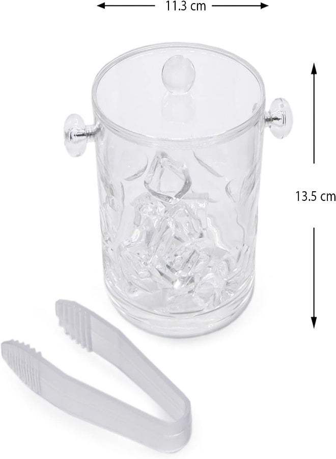 Alhoora 14X14X16Cm Acrylic Clear Ice Bucket With Special Design, Tang, Cover, Handles And Color Box