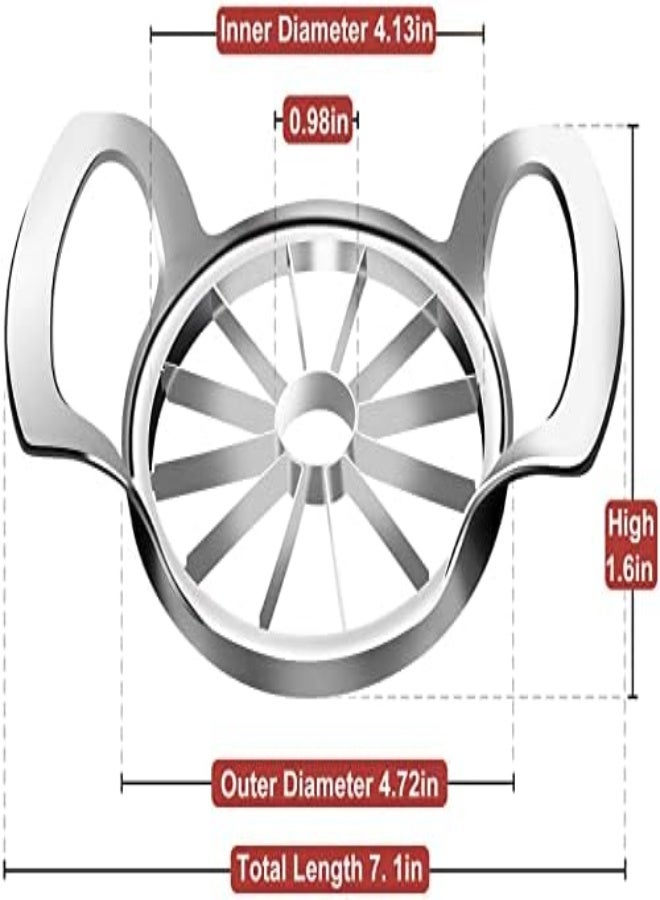 Excefore Apple Slicer, 12-Blade Extra Large Apple Corer, Stainless Steel Ultra-Sharp Apple Cutter, Pitter, Wedger. Upgraded Version Apple Corer Peeler Designed For Up To 4 Inches Apples