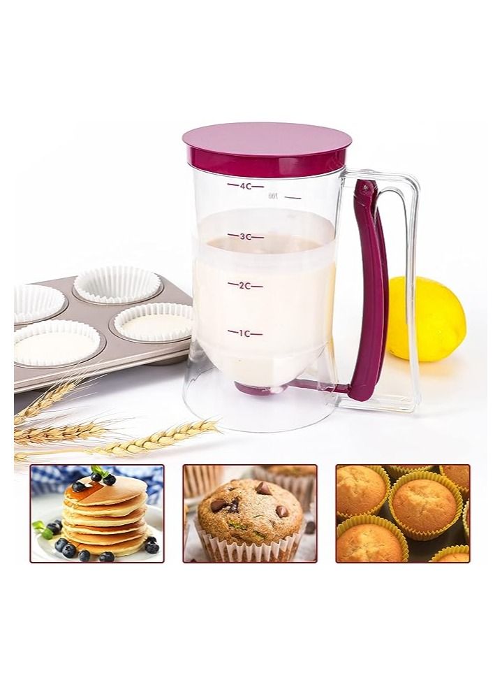 Pancake Batter Dispenser,Perfect Baking Tool for Cupcakes Waffles Muffin Mix Crepes Cake Or Any Baked Goods Bakeware Maker with Measuring Label