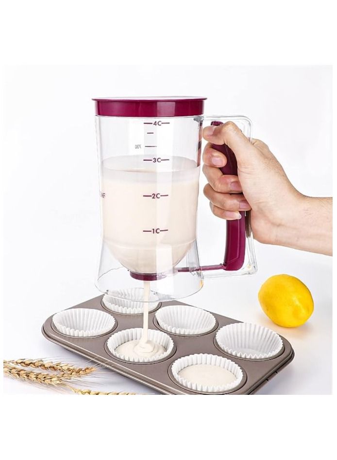 Pancake Batter Dispenser,Perfect Baking Tool for Cupcakes Waffles Muffin Mix Crepes Cake Or Any Baked Goods Bakeware Maker with Measuring Label