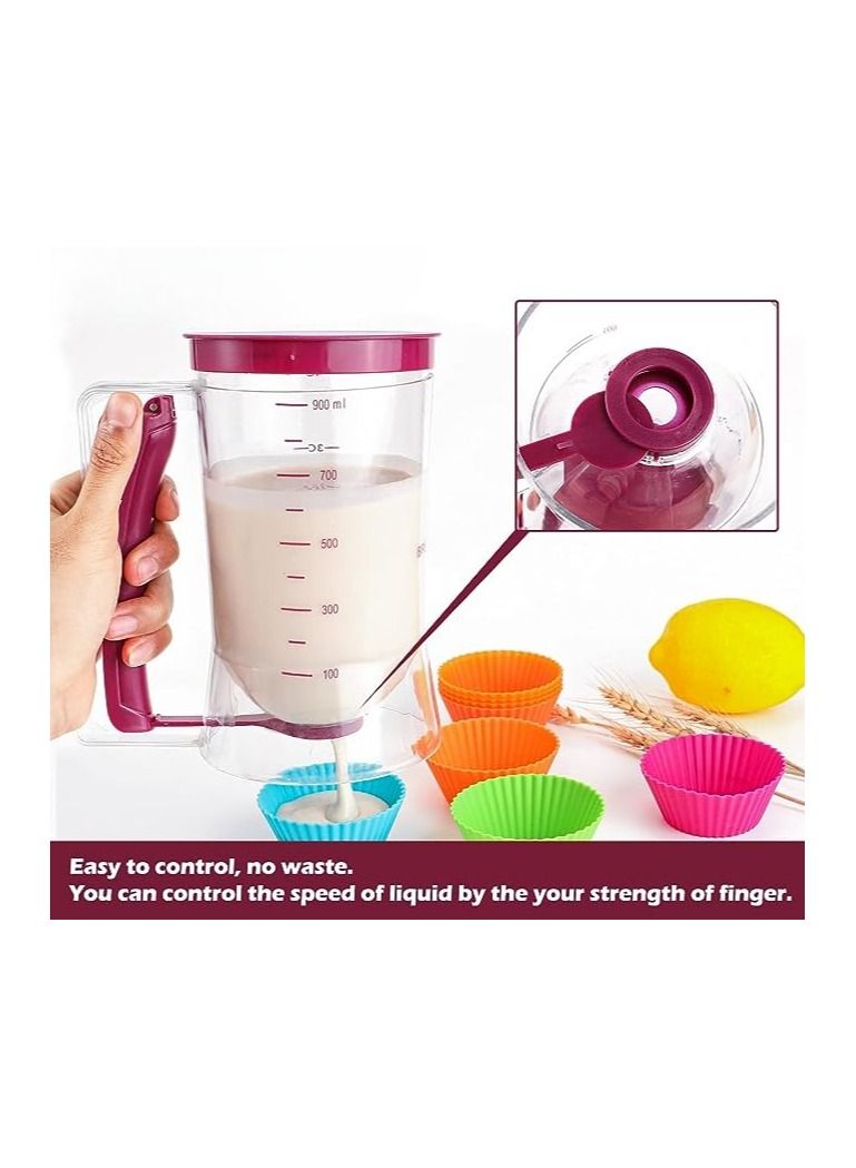 Pancake Batter Dispenser,Perfect Baking Tool for Cupcakes Waffles Muffin Mix Crepes Cake Or Any Baked Goods Bakeware Maker with Measuring Label