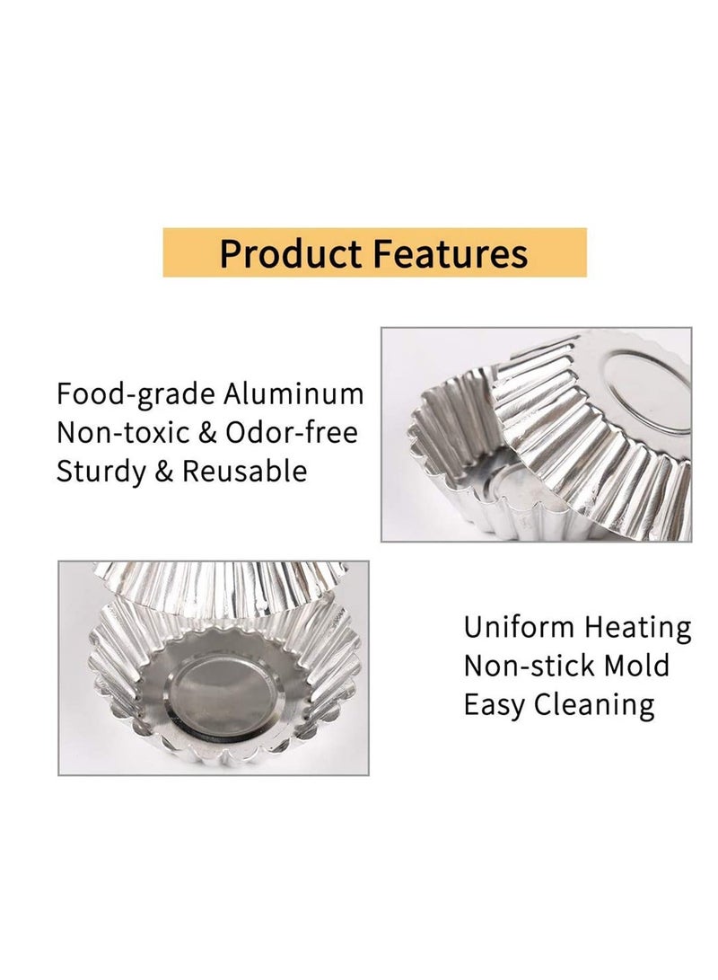 Egg Tart Molds 24 Pcs, Non-Stick and Reusable Pan for Baking, Aluminum Mini Mould Tarts, Pies, Cupcakes, Cakes, Pudding, Jello Chocolate