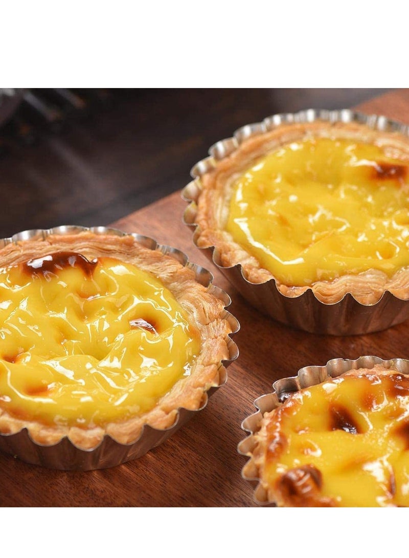 Egg Tart Molds 24 Pcs, Non-Stick and Reusable Pan for Baking, Aluminum Mini Mould Tarts, Pies, Cupcakes, Cakes, Pudding, Jello Chocolate