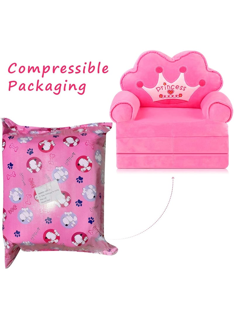 Wheelchair Cushion Plush Foldable Kids Sofa Backrest Armchair Foldable Children Sofa Cute Cartoon Lazy Sofa Children Flip Open Sofa Bed For Living Room Bedroom Liner Filler Pink