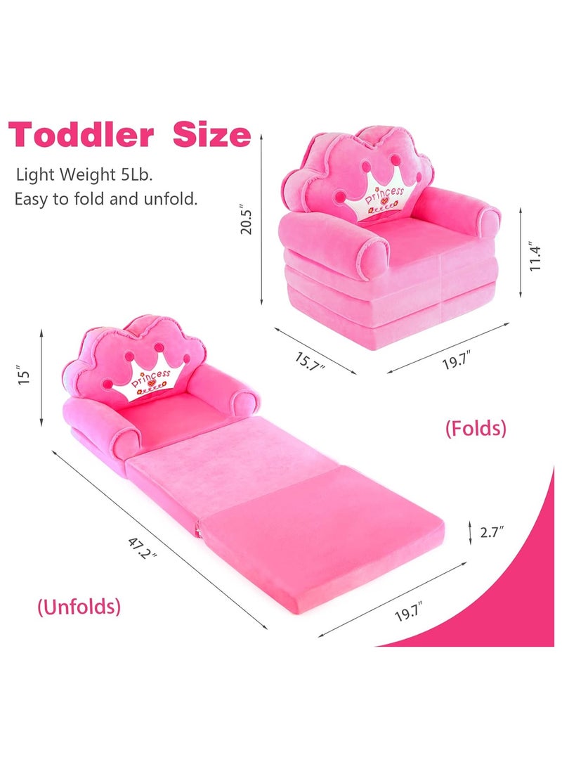 Wheelchair Cushion Plush Foldable Kids Sofa Backrest Armchair Foldable Children Sofa Cute Cartoon Lazy Sofa Children Flip Open Sofa Bed For Living Room Bedroom Liner Filler Pink