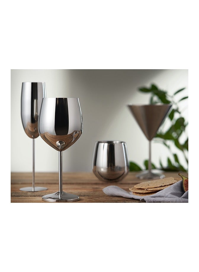 Drank Glass, Stainless Steel Metal Stemmed Drank Glasses Shatter Proof Glasses Unbreakable for Juice Drink Birthday Party Anniversary 2PCS (Silver)