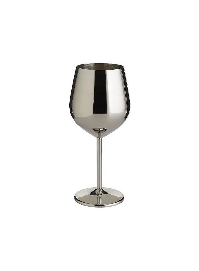 Drank Glass, Stainless Steel Metal Stemmed Drank Glasses Shatter Proof Glasses Unbreakable for Juice Drink Birthday Party Anniversary 2PCS (Silver)