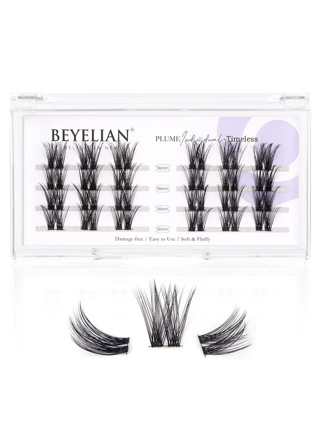 DIY Eyelash Extension,Cluster Lashes Individual Lash Clusters Extension Natural Look Reusable Glue Bonded Black Super Thin Band 24 Lash Clusters by BEYELIAN (Style 2 0.07 16mm Black Band)