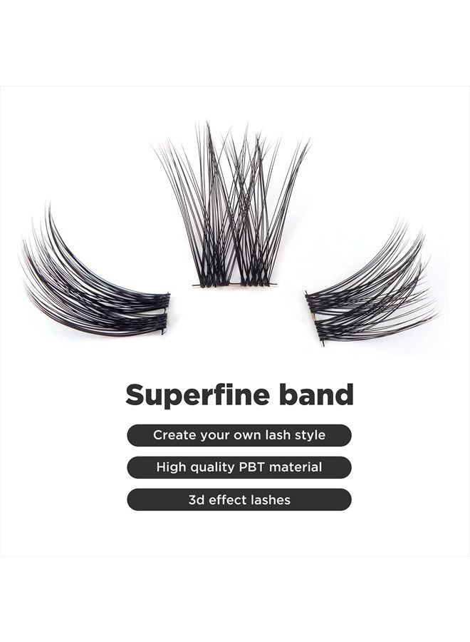 DIY Eyelash Extension,Cluster Lashes Individual Lash Clusters Extension Natural Look Reusable Glue Bonded Black Super Thin Band 24 Lash Clusters by BEYELIAN (Style 2 0.07 16mm Black Band)