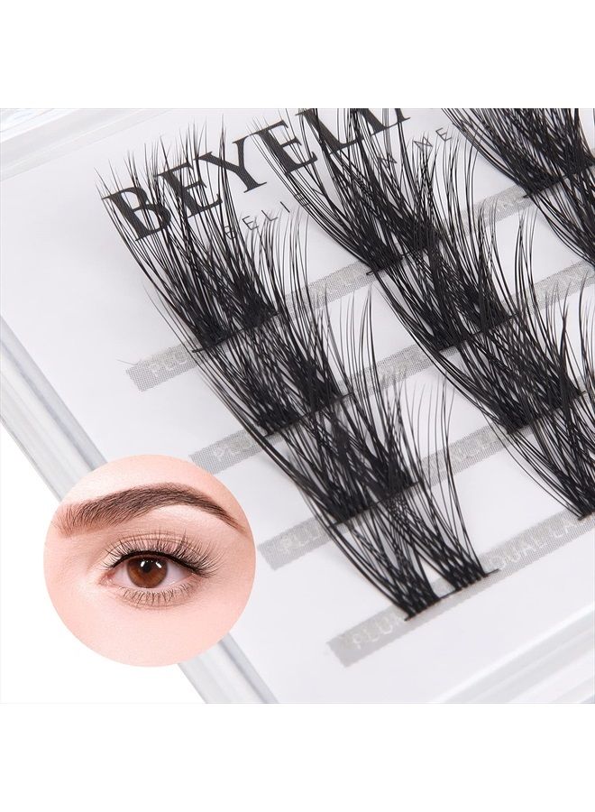 DIY Eyelash Extension,Cluster Lashes Individual Lash Clusters Extension Natural Look Reusable Glue Bonded Black Super Thin Band 24 Lash Clusters by BEYELIAN (Style 2 0.07 16mm Black Band)