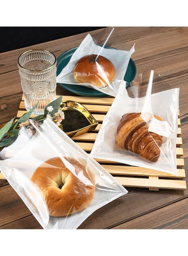 100 Pcs Heat-Sealable Bakery Bags, Cookie Bags, Translucent Candy Bags, Kraft Paper Food Bags for Cookie, Cake, Bread, Sandwich, Chocolate, Candy, Snack (7.1 * 7.5 in)