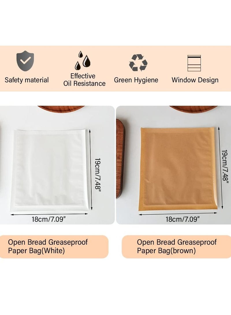 100 Pcs Heat-Sealable Bakery Bags, Cookie Bags, Translucent Candy Bags, Kraft Paper Food Bags for Cookie, Cake, Bread, Sandwich, Chocolate, Candy, Snack (7.1 * 7.5 in)