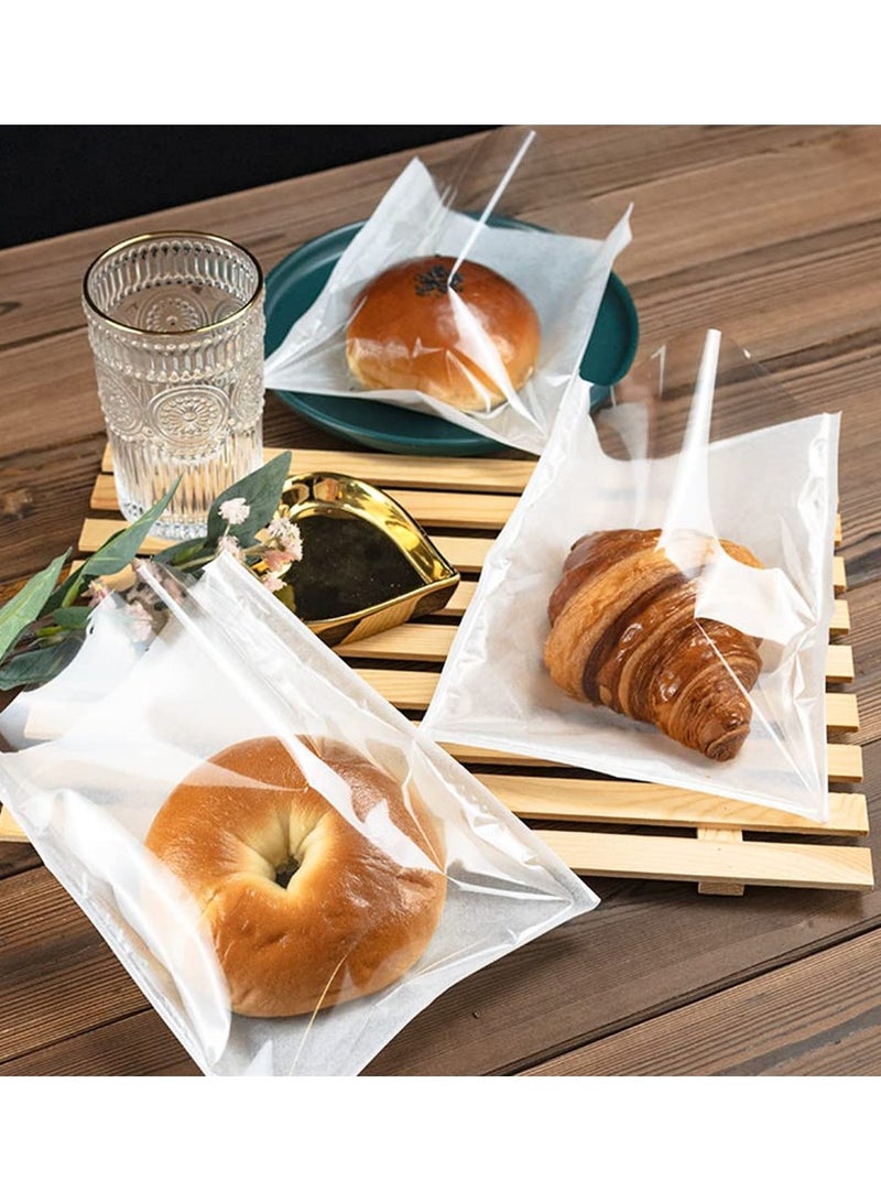 100 Pcs Heat-Sealable Bakery Bags, Cookie Bags, Translucent Candy Bags, Kraft Paper Food Bags for Cookie, Cake, Bread, Sandwich, Chocolate, Candy, Snack (7.1 * 7.5 in)