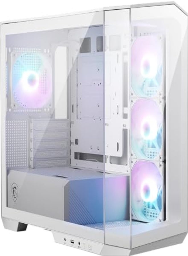 MAG PANO M100R PZ White Micro ATX Gaming Case, Support Back-Connect Motherboard, 270-degree Panoramic Display, 4 aRGB Fans