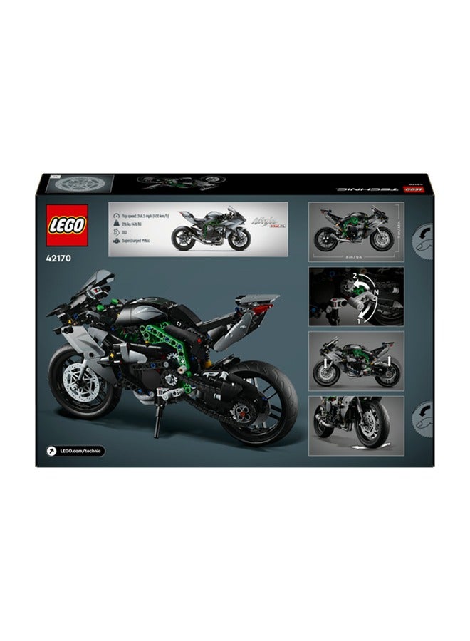 42170 Technic Kawasaki Ninja H2R Motorcycle Toy, Vehicle Gift For Kids, Collectible Building Set For Boys And Girls Aged 10 And Over, Scale Model Kit For Independent Play (643 Pieces)
