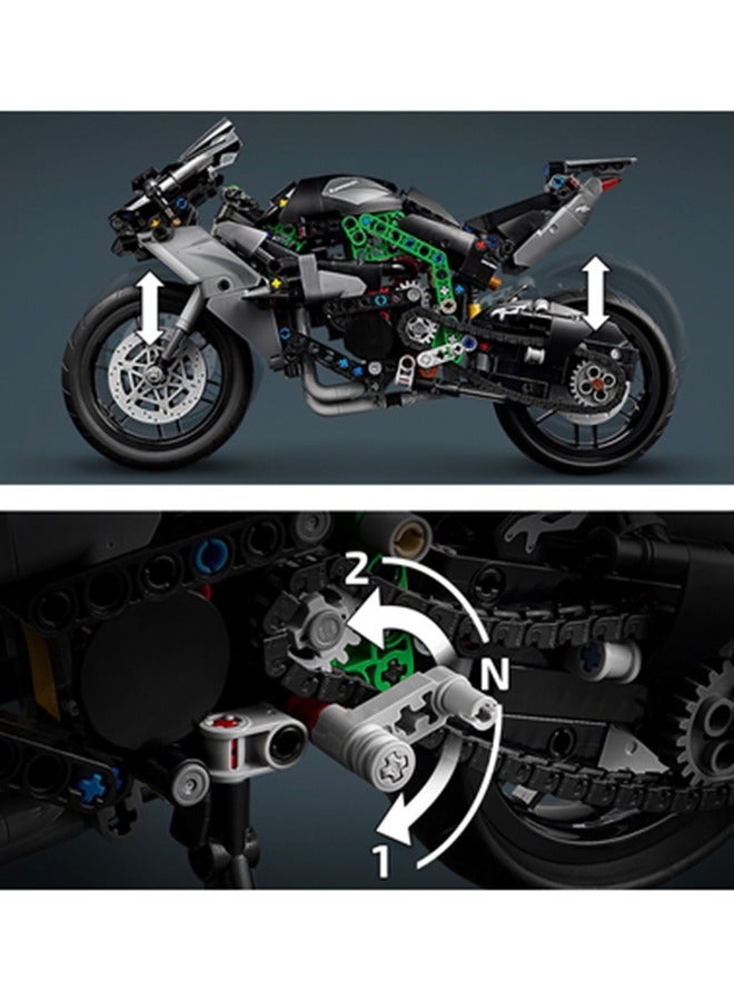 42170 Technic Kawasaki Ninja H2R Motorcycle Toy, Vehicle Gift For Kids, Collectible Building Set For Boys And Girls Aged 10 And Over, Scale Model Kit For Independent Play (643 Pieces)
