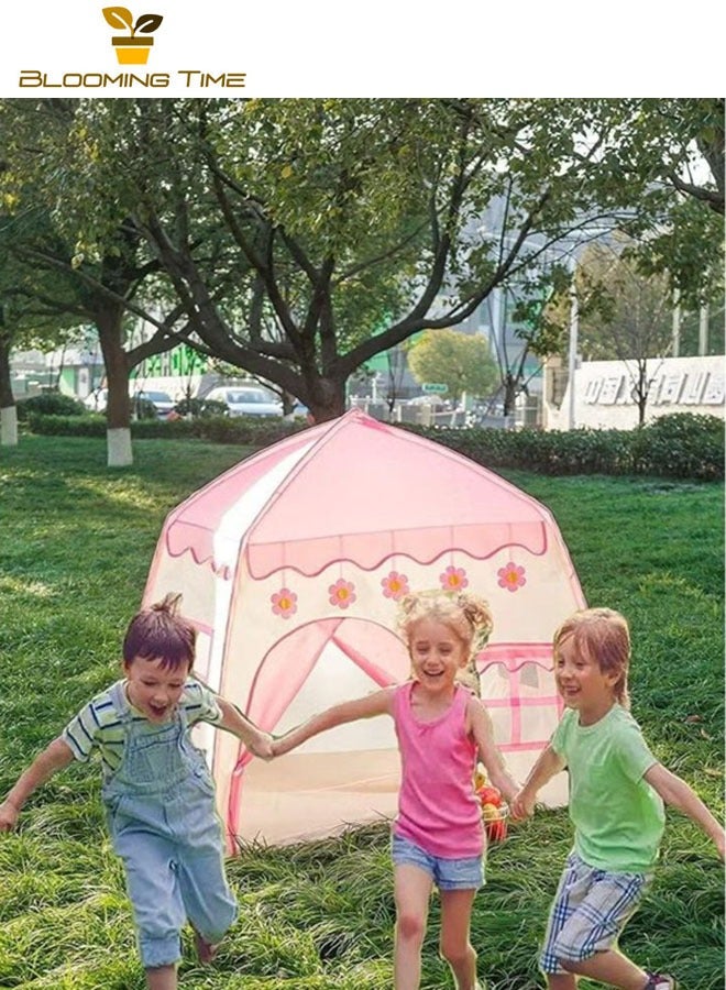 Children's princess tent, game tent, pink castle indoor and outdoor children's room 51x51x40 inches