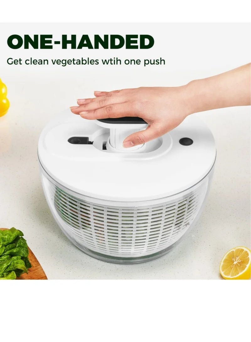 Salad Spinner Large 6L, Manual Lettuce Spinner for Vegetable Prepping, One-Handed Pump Fruit Spinner, Quick Drying Salad Leaves with Bowl and Colander