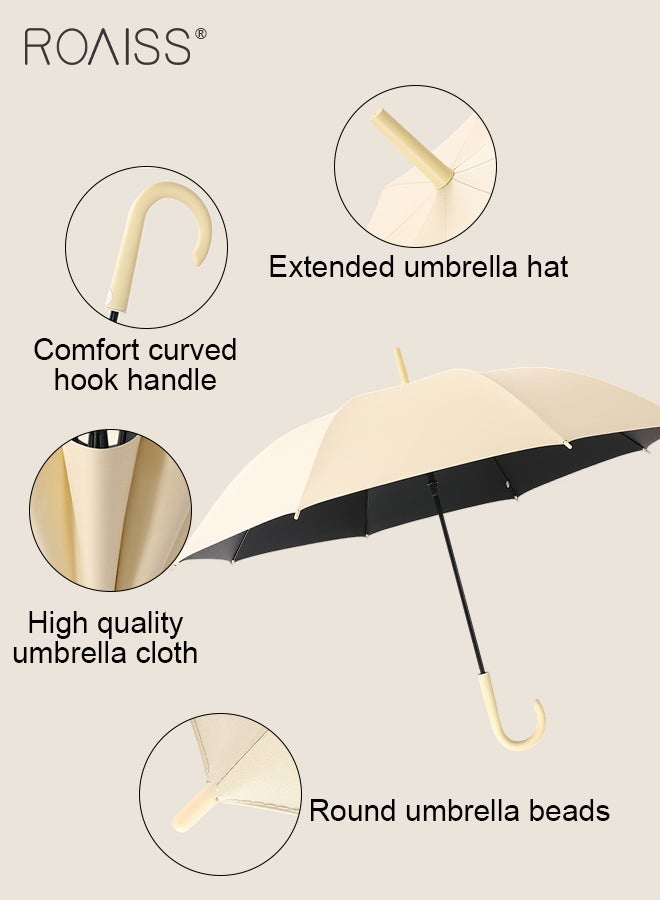 8-Bone Automatic Long-Handled Umbrella Vinyl Sunshade Straight Pole Wind-Resistant Reinforced Large Umbrella Sun Protection Uv Protection Upf50 for Sun and Rain