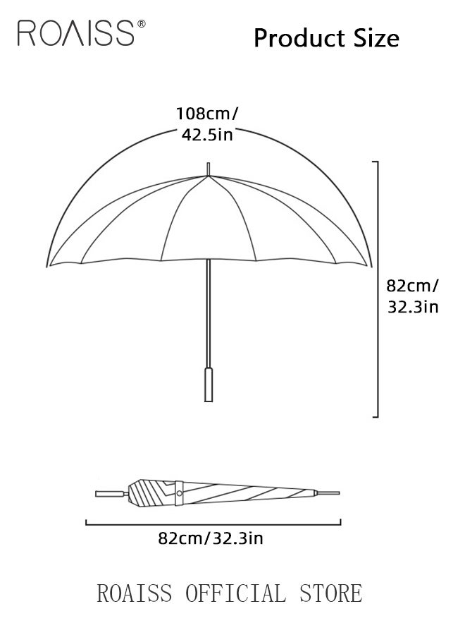 Unisex Multifunctional Long Handle Umbrella with Reinforced Fiberglass Ribs for Effective Wind Rain and Sun Protection Integrated Wooden Handle Grip 16 Rib Design