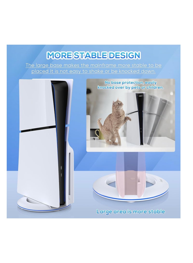 Vertical Stand for PS5 Slim Console Disc and Digital with Screw, Base Stand Replacement for Playstation 5 Slim Console, White