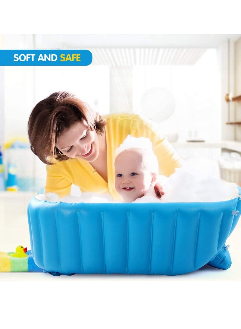 Portable Inflatable Baby Bathtub, Toddler Bathing Tub, Non-Slip Travel Bathtub, Air Swimming Pool, Kids Thick Shower Basin with Air Pump