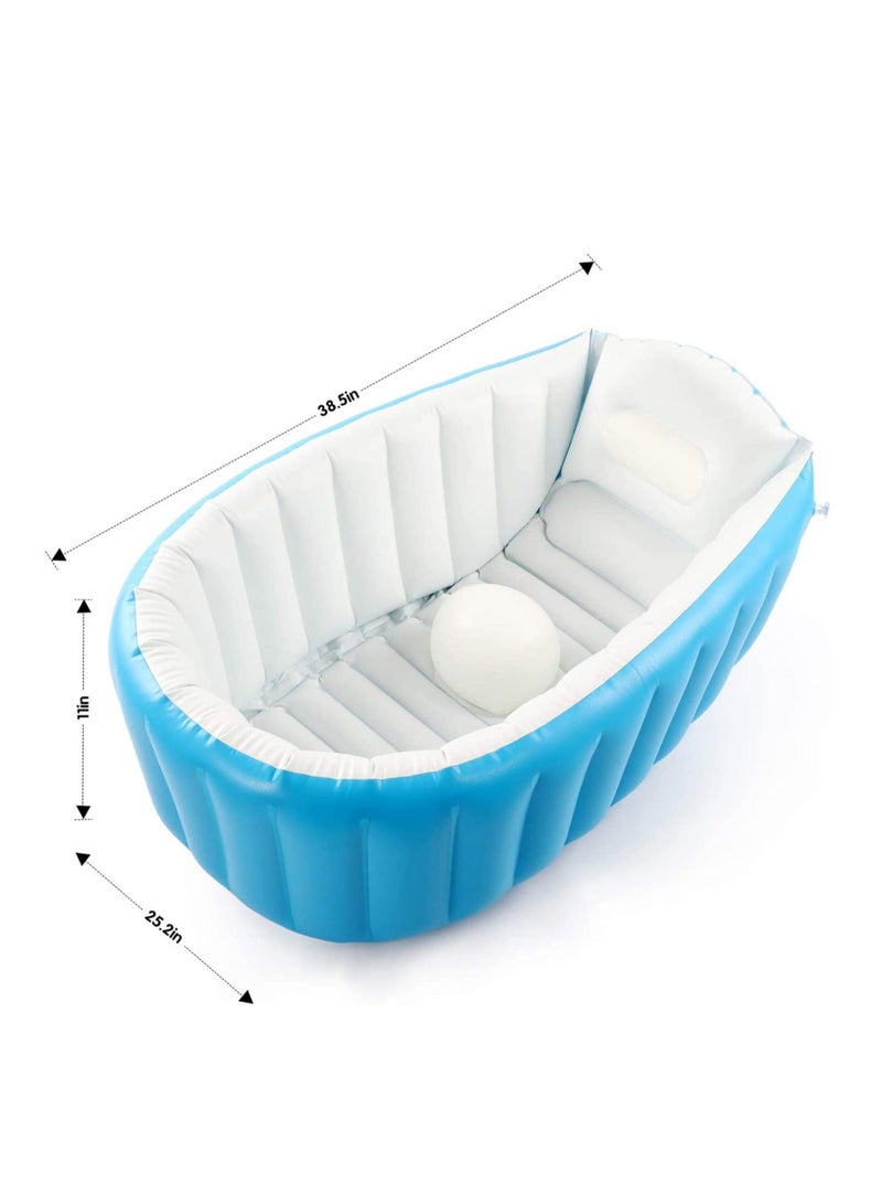 Portable Inflatable Baby Bathtub, Toddler Bathing Tub, Non-Slip Travel Bathtub, Air Swimming Pool, Kids Thick Shower Basin with Air Pump