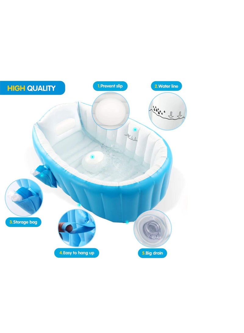 Portable Inflatable Baby Bathtub, Toddler Bathing Tub, Non-Slip Travel Bathtub, Air Swimming Pool, Kids Thick Shower Basin with Air Pump