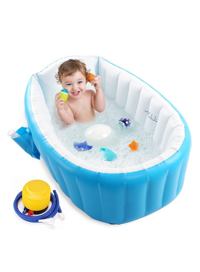 Portable Inflatable Baby Bathtub, Toddler Bathing Tub, Non-Slip Travel Bathtub, Air Swimming Pool, Kids Thick Shower Basin with Air Pump