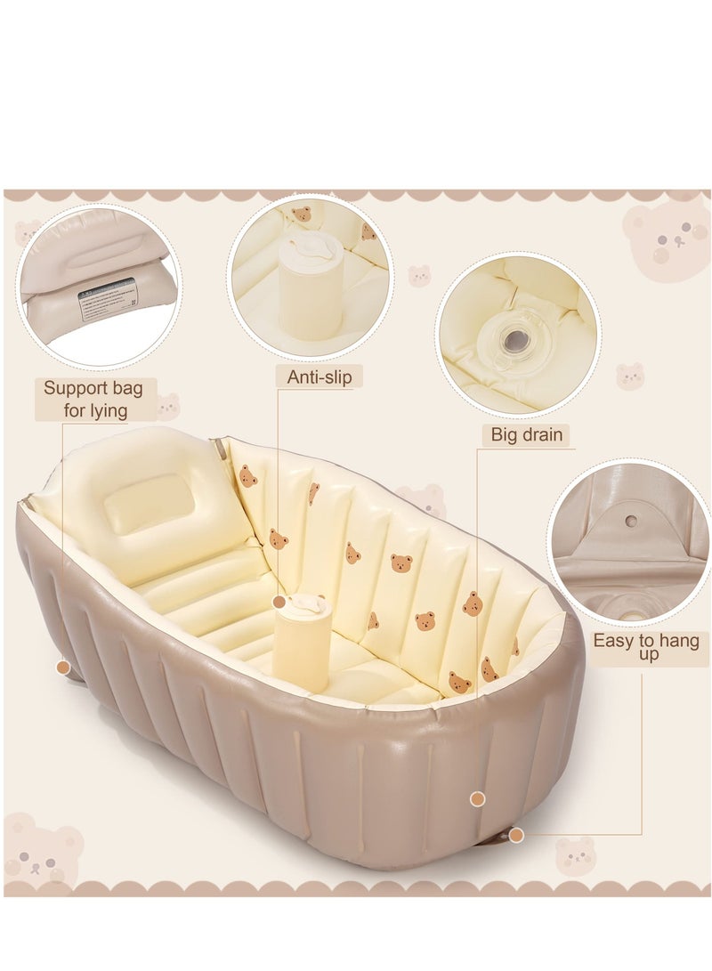 Inflatable Bathtub for Toddlers Portable Baby Tub with Built-in Air Pump Collapsible Design for Easy Storage Perfect for Newborns to Infants