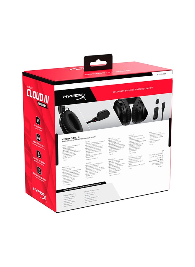 Cloud III Wireless Gaming Headset, PC, PS5, Xbox Series X|S, Angled 53mm Drivers, DTS, Memory Foam, Durable Frame, Ultra-Clear 10mm Mic, USB-C, USB-A With 3.5mm