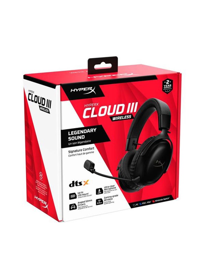 Cloud III Wireless Gaming Headset, PC, PS5, Xbox Series X|S, Angled 53mm Drivers, DTS, Memory Foam, Durable Frame, Ultra-Clear 10mm Mic, USB-C, USB-A With 3.5mm