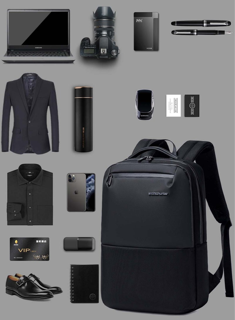 Business Travel Backpack, Casual School Book Bag with Laptop and Tablet Compartment for Men, Black