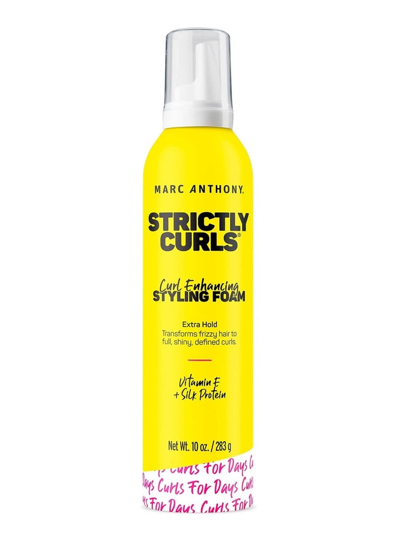 Marc Anthony Strictly Curl Enhancing Styling Foam , Extra Hold - Vitamin E & Silk Proteins Transforms Frizzy Hair to Full , Shiny , Defined Curls - Sulfate-Free Anti-Frizz Mousse Product