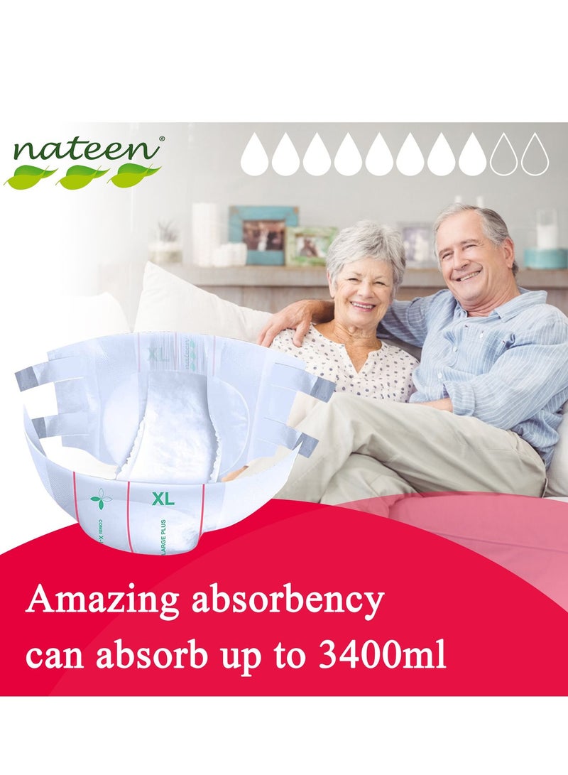Nateen Combi Plus Incontinence Adult Diaper,Medium,Waist Size 95-125cm,80 Count Adult Diapers,with Super Absorbent Layer, Leak Guard,Disposable Underwear for Men&Women-1900ml Absorbency.