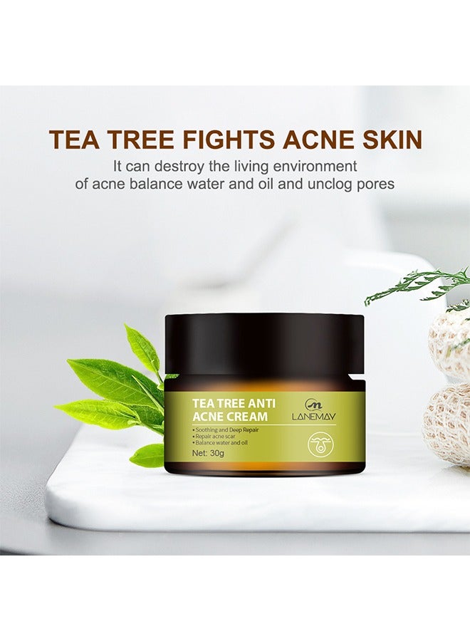 Natural- Tea Tree Anti Acne Cream,Soothing And Deep Repair, Repair Acne Scar Balance, Natural Cystic Acne Treatment, For All Skin Types 30g