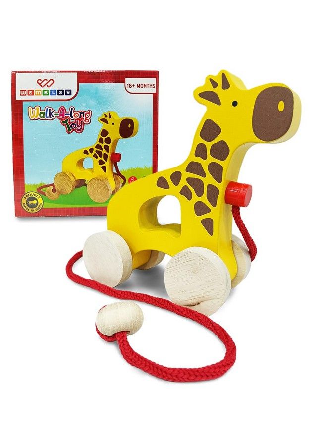 Wooden Pull Along Toygiraffe ; Pull String Toys For Babies ; Encourages Walking Pulled Along For 12 Months And Above ; Learning Toys For Kids