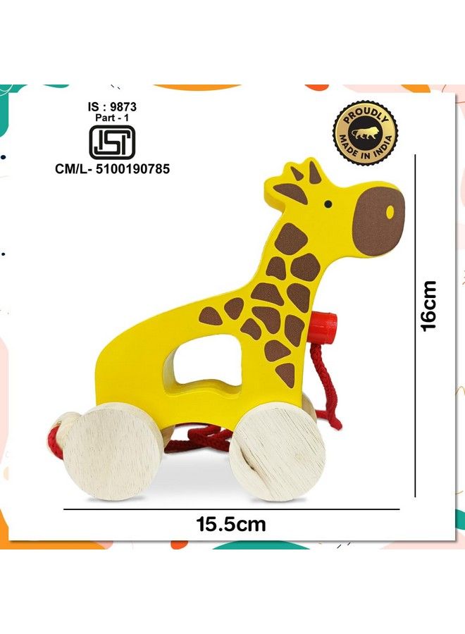 Wooden Pull Along Toygiraffe ; Pull String Toys For Babies ; Encourages Walking Pulled Along For 12 Months And Above ; Learning Toys For Kids