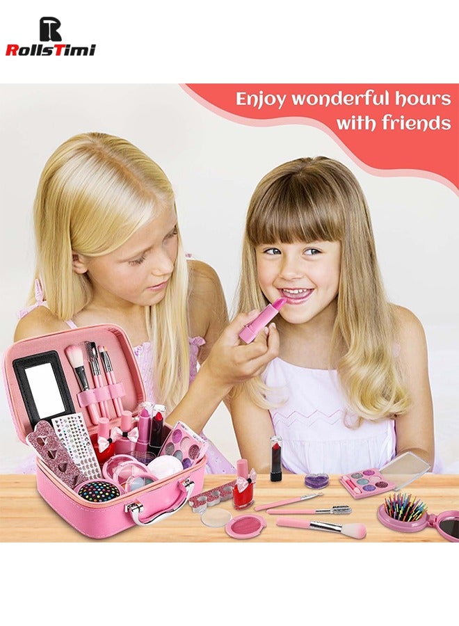 Girls Makeup Kit Real Kids MakeUp Set Cosmetics Play Set Washable Safe with Carry Case Party Game