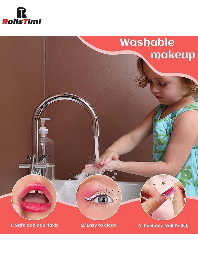 Girls Makeup Kit Real Kids MakeUp Set Cosmetics Play Set Washable Safe with Carry Case Party Game