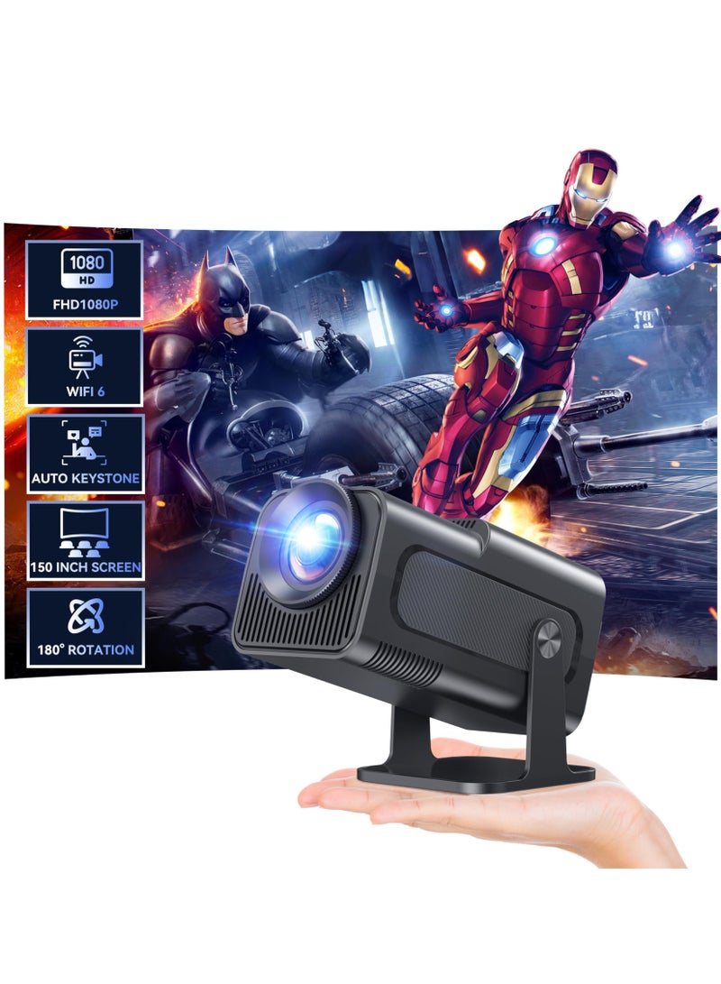 Toshionics 4k Home Cinema Projector 1080P Full HD Projector Mini Portable Smart Projector 180° Rotation, 150'' Display, 390 ANSI Lumens, WiFi 6, Bluetooth 5.0, Auto Keystone, Android 11.0