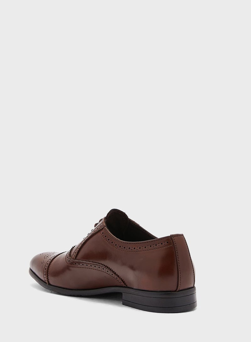 Faux Leather Brogue Oxford Formal Lace Ups