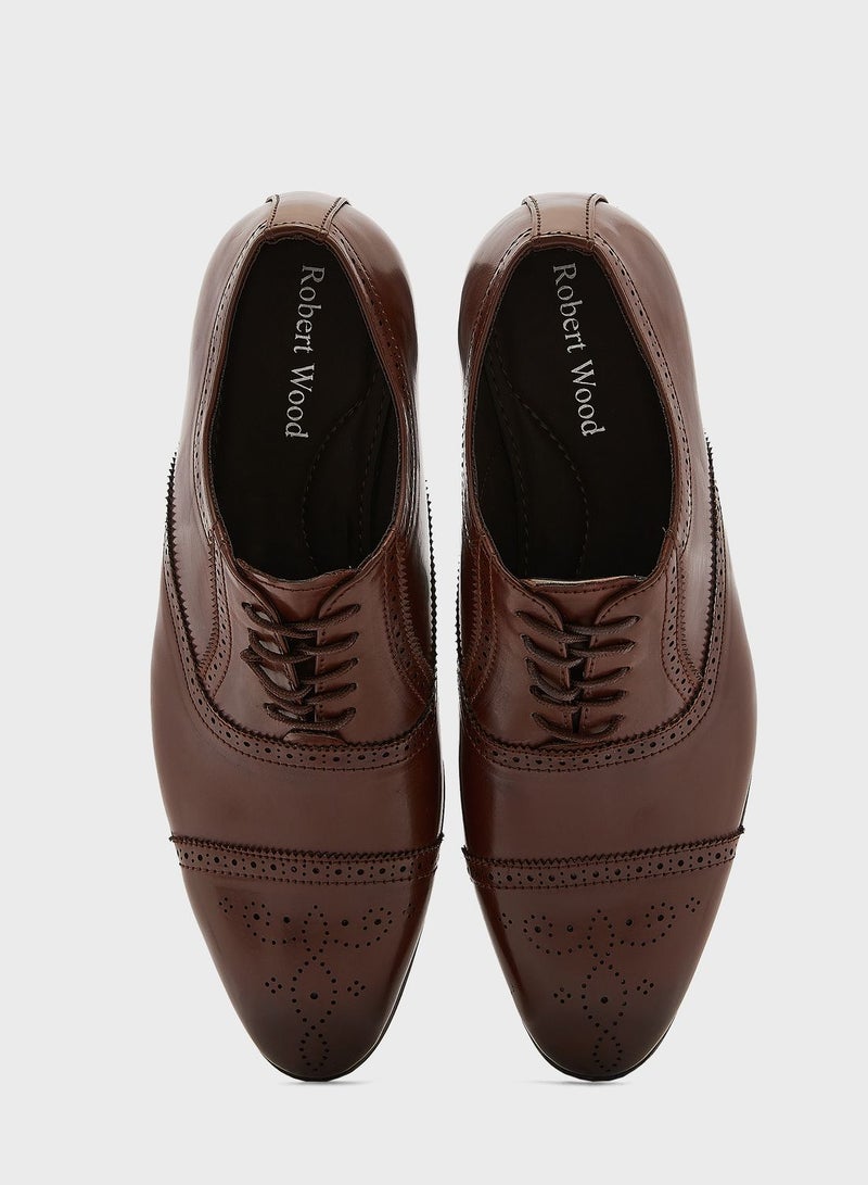 Faux Leather Brogue Oxford Formal Lace Ups