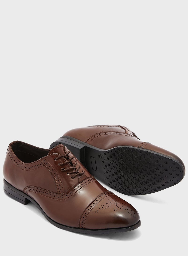 Faux Leather Brogue Oxford Formal Lace Ups