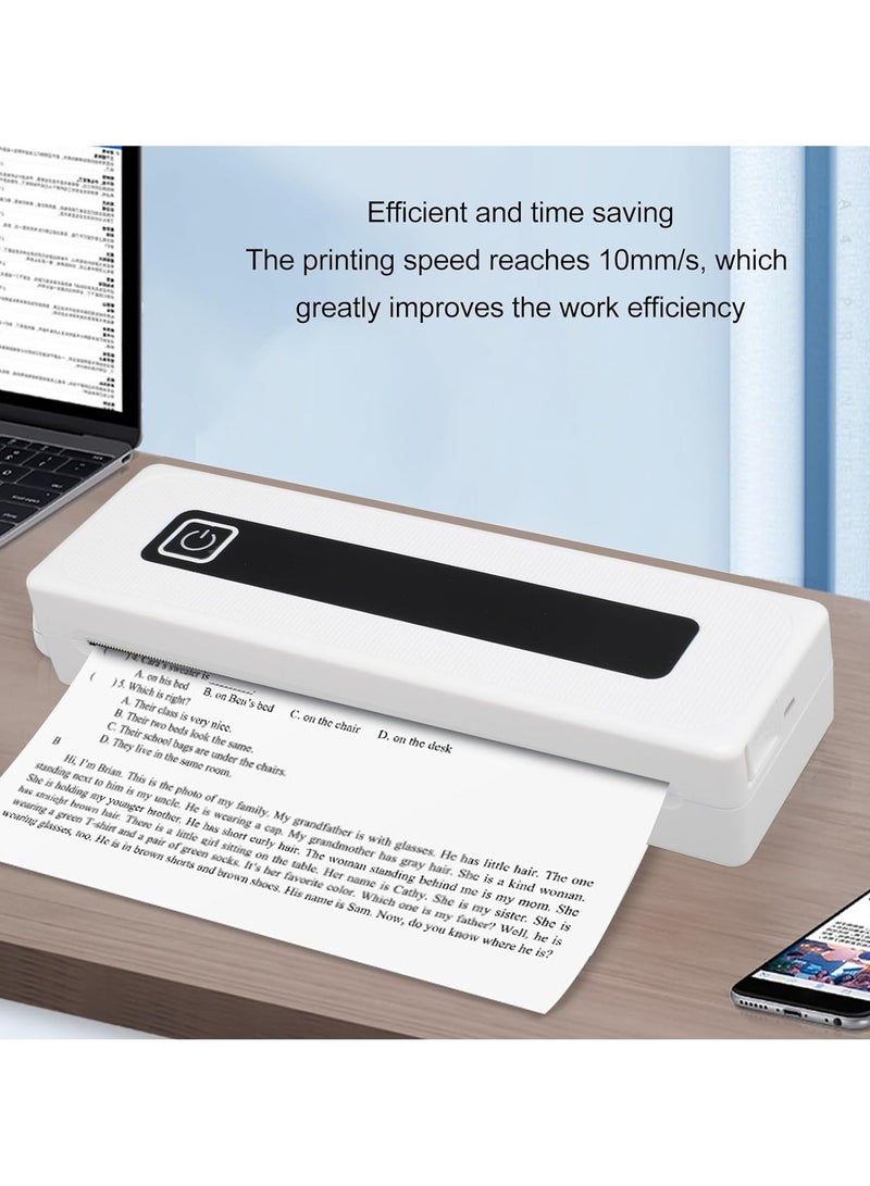 A4 Printer, Stable Connection Portable Wireless Printer 200DPI for Phones for Computers