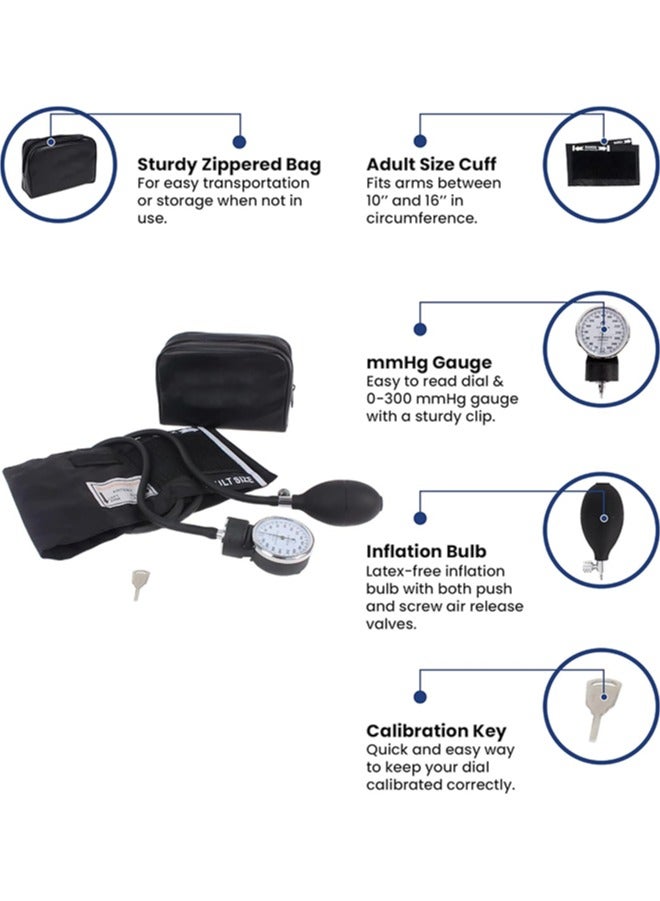Manual Blood Pressure Monitor Stethoscope Kit with Cuff, Sphygmomanometer and Stethoscope