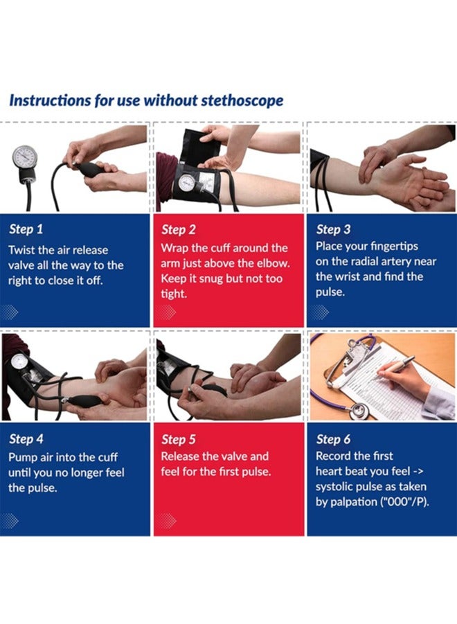 Manual Blood Pressure Monitor Stethoscope Kit with Cuff, Sphygmomanometer and Stethoscope
