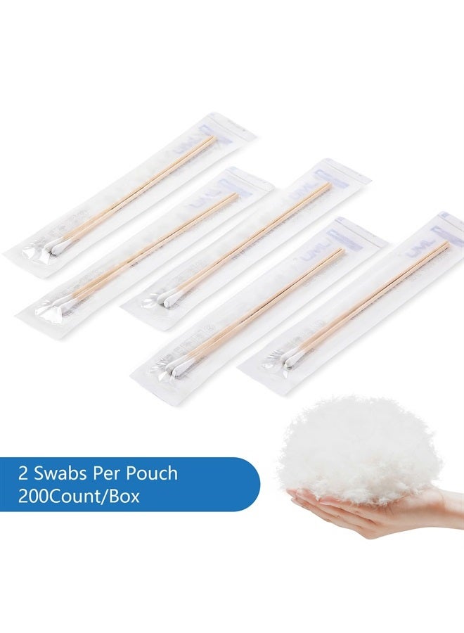 6 Inch Sterile Cotton Tipped Applicators, 200 Count Long Cotton Swabs, Wood Shaft Medical Swabs