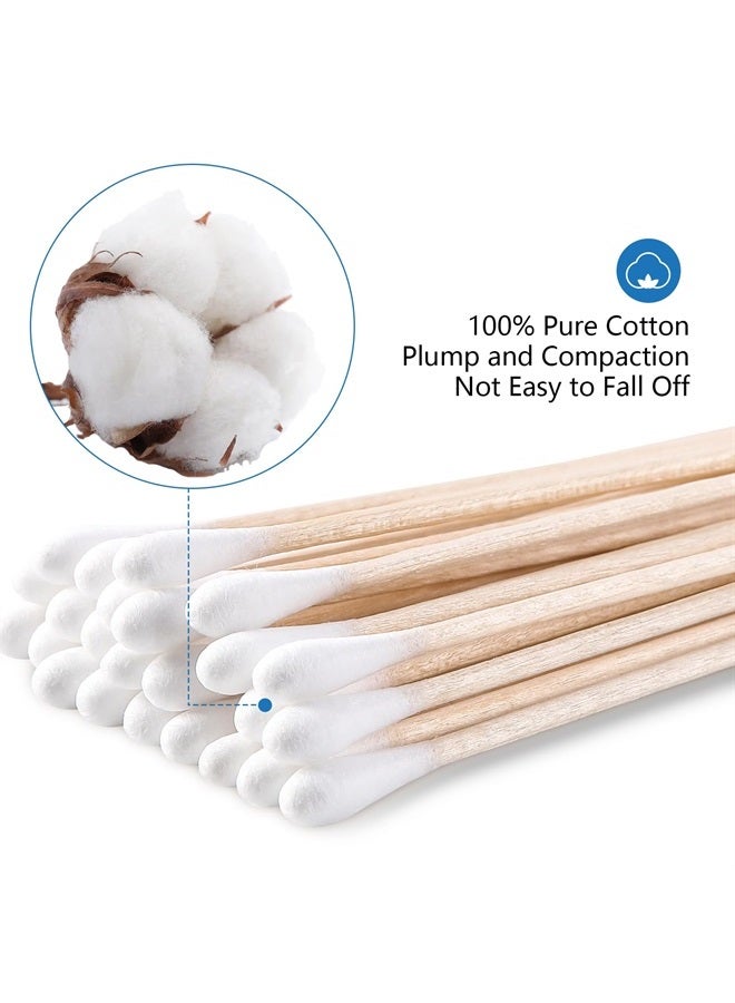 6 Inch Sterile Cotton Tipped Applicators, 200 Count Long Cotton Swabs, Wood Shaft Medical Swabs